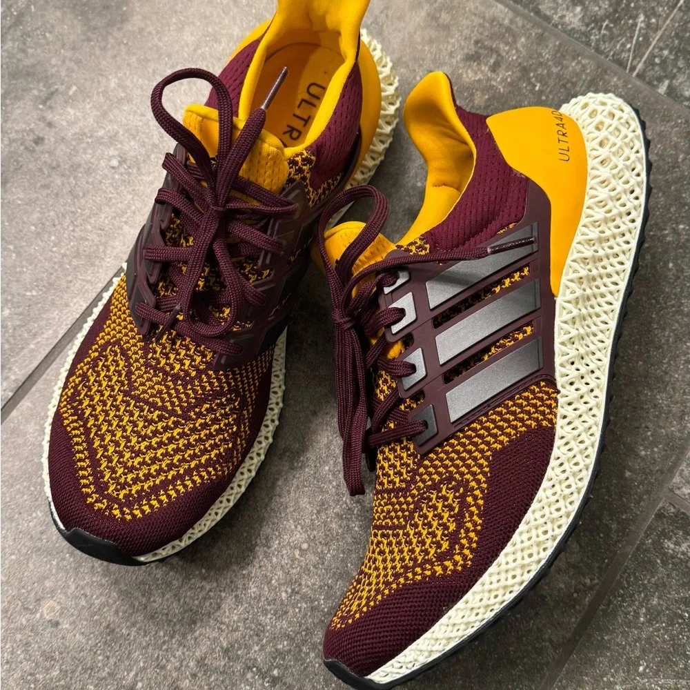 Adidas Burgundy and Gold Running Shoes - Picture 4 of 9
